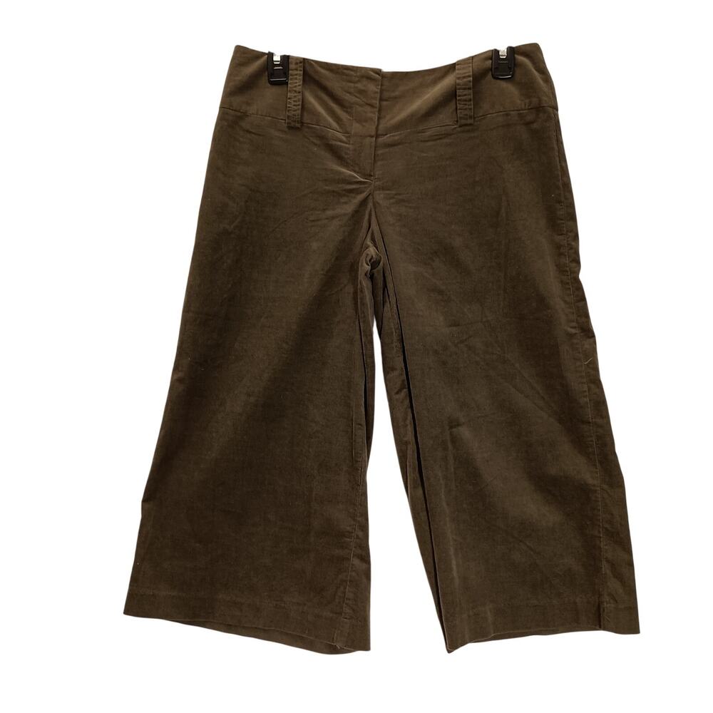 Tracey Evans Gaucho Pants Green Small-Wale Corduroy Mid Rise Hippie size Jr 9
